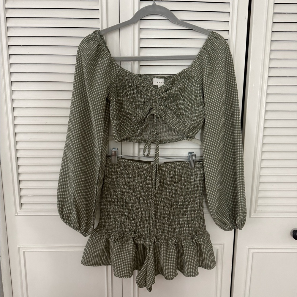 Mable green gingham skirt set size small